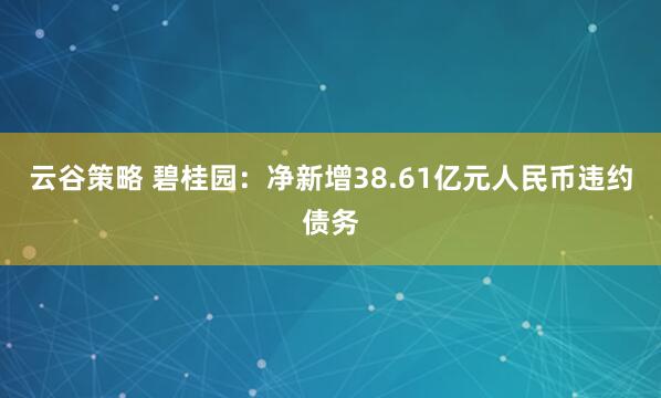 云谷策略 碧桂园：净新增38.61亿元人民币违约债务