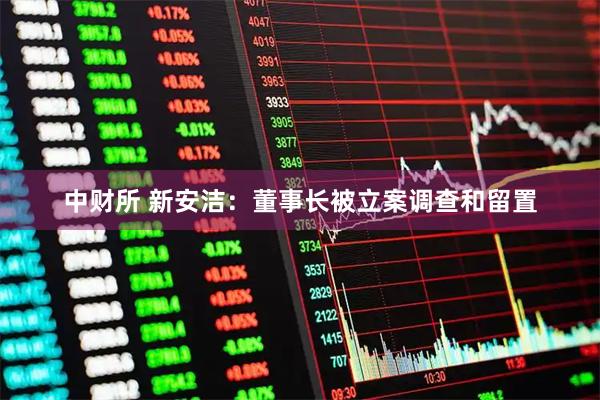 中财所 新安洁：董事长被立案调查和留置
